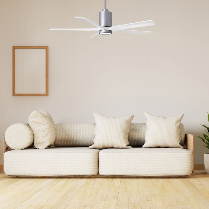 Ventilateur destratificateur avec lampe Patricia 152cm Chromé Blanc ATLAS FAN PA5-BN-MWH-60