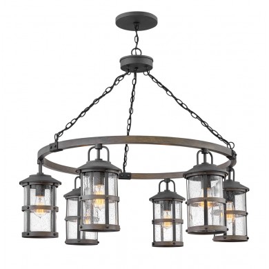 Lustre Lakehouse 6x60W E27 Zinc vieilli Gris bois flotté ELSTEAD LIGHTING QN-LAKEHOUSE6-P-DZ