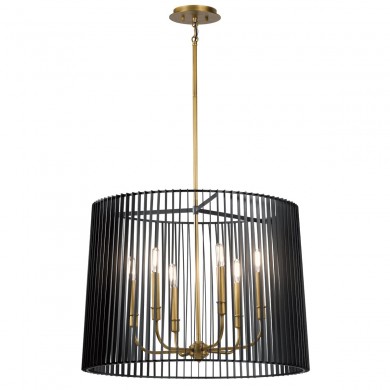 Lustre Linara 6x60W E14 Noir Laiton Naturel ELSTEAD LIGHTING QN-LINARA-6P-BK