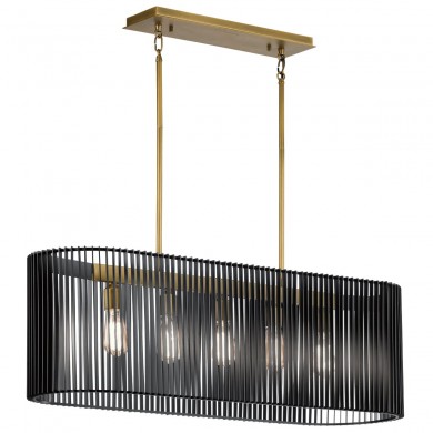 Suspension Linara 5x60W E27 Noir Laiton Naturel ELSTEAD LIGHTING QN-LINARA-ISLE-BK