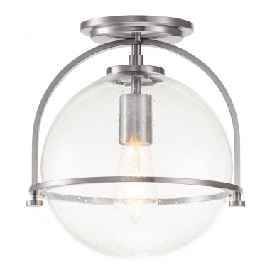 Plafonnier Somerset 1x60W E27 Nickel brossé Verre granuleux ELSTEAD LIGHTING QN-SOMERSET-F-C-BN