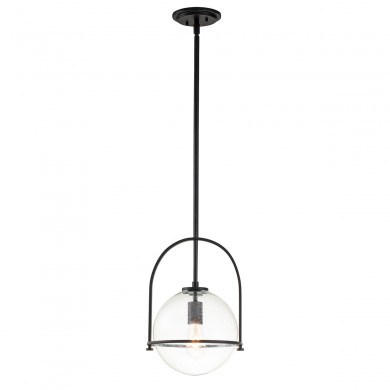 Suspension Somerset 1x60W E27 Noir Verre granuleux ELSTEAD LIGHTING QN-SOMERSET-P-C-BK