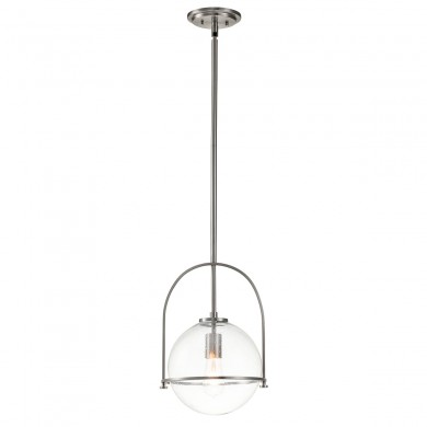 Suspension Somerset 1x60W E27 Nickel brossé Verre granuleux ELSTEAD LIGHTING QN-SOMERSET-P-C-BN