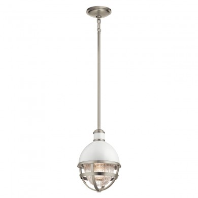 Suspension Tollis 1x40W E27 Nickel brossé Blanc H316mm ELSTEAD LIGHTING QN-TOLLIS-MP-BN