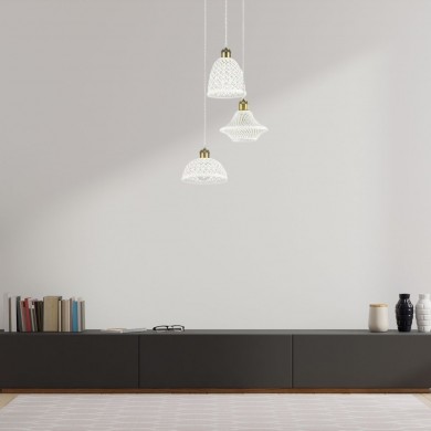 Suspension LUGANO Blanc E27 3x60W IDEAL LUX 206875