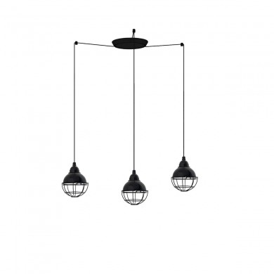 Suspension CLAIRE 3L 3x15W E27 Noir Brillant FARO 62802-3L