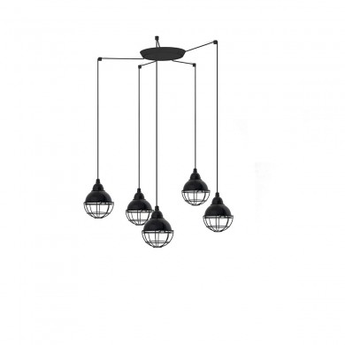 Suspension CLAIRE 5L 5x15W E27 Noir Brillant FARO 62802-5L