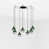 Suspension CLAIRE 7L 7x15W E27 Vert brillant FARO 62803-7L