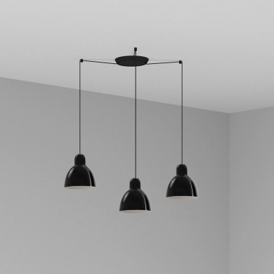 Suspension VENICE 3L 3x15W E27 Noir Brillant FARO 64255-112-3L