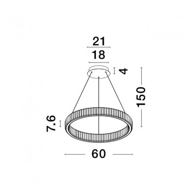 Suspension AURELIA 40W LED Chrome 4647LM NOVA LUCE 9333066