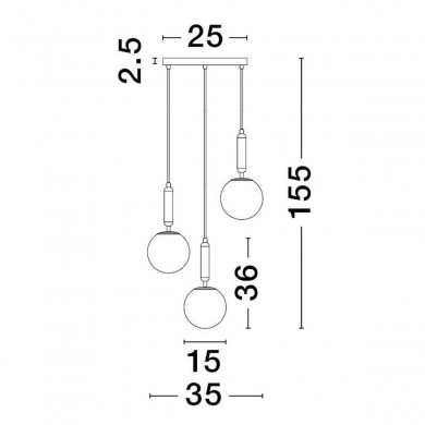 Suspension MONET 3x12W E27 Or NOVA LUCE 9080127