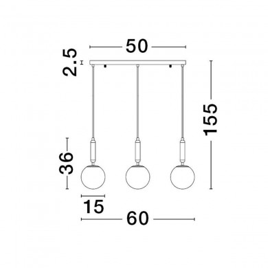 Suspension MONET 3x12W E27 Noir Or NOVA LUCE 9080126