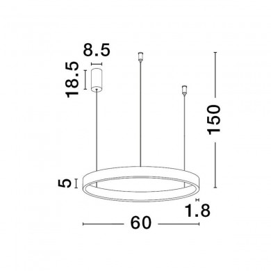 Suspension ELOWEN 60W LED Noir Sable H150 NOVA LUCE 9345660