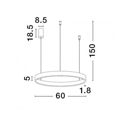 Suspension ELOWEN 60W LED Argent brossé NOVA LUCE 9345662