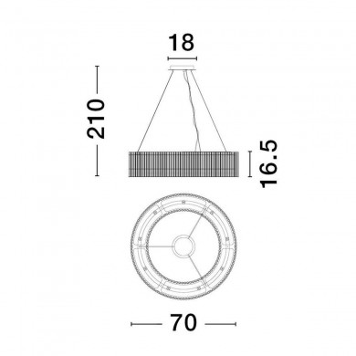 Suspension BAROK 9x5W G9 Noir mat L70 NOVA LUCE 9006056