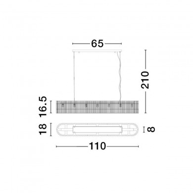 Suspension BAROK 9x5W G9 Noir mat L110 NOVA LUCE 9006057