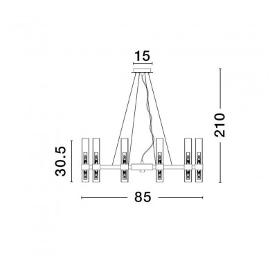 Suspension CENTURY 12x5W G9 Noir mat NOVA LUCE 9006052