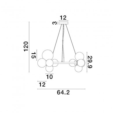 Suspension ODILLIA 11x5W G9 Gris L64,2 NOVA LUCE 9028855