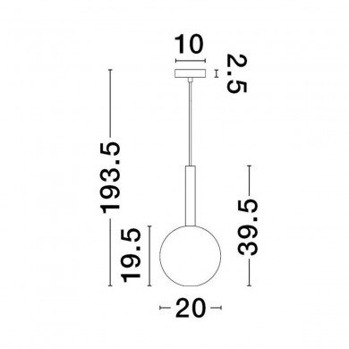 Suspension AMELIA 1x5W G9 Or Sable H193,5 NOVA LUCE 9028831