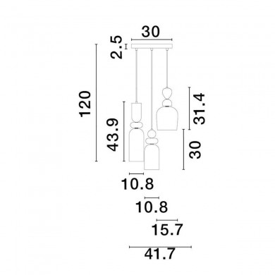 Suspension MURANO 3x5W E14 Or Sable NOVA LUCE 9009237