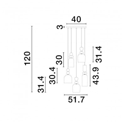 Suspension MURANO 5x5W E14 Or Sable NOVA LUCE 9009238