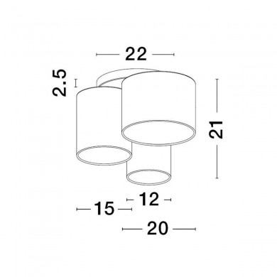 Plafonnier BRYSON 3x12W E27 Blanc Sable NOVA LUCE 9555805