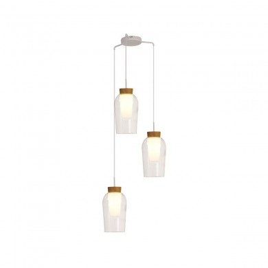 Suspension NORA 3x20W E27 Blanc Bois D53,4 MANTRA 8276