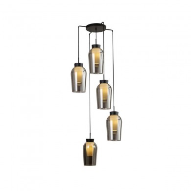 Suspension NORA 5x20W E27 Noir Marbre MANTRA 8283