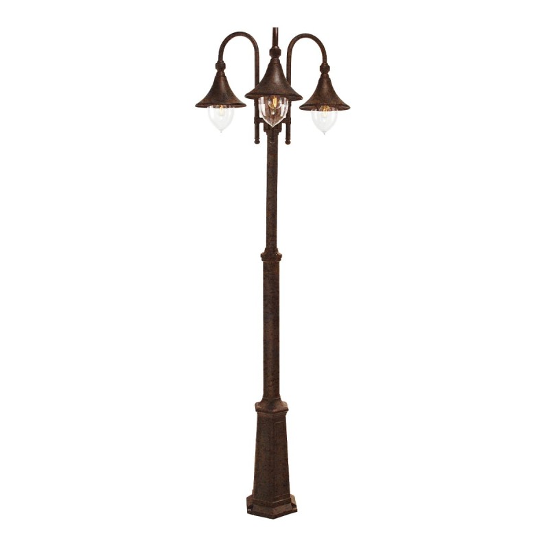 Lampadaire Extérieur FIRENZE 3x57W E27 Rouille NORLYS 830RO