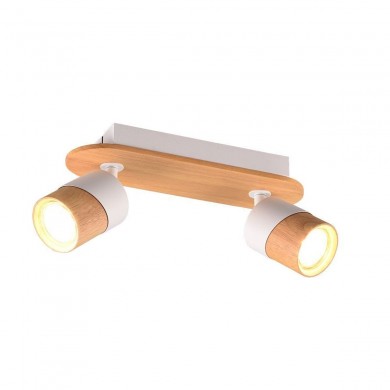 Plafonnier Spot ARUNI 2x10W Couleur bois Blanc TRIO LIGHTING 801100231