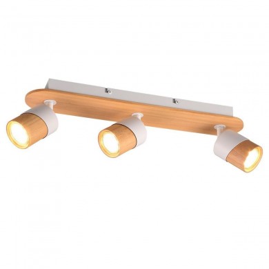 Plafonnier Spot ARUNI 3x10W Couleur bois Blanc TRIO LIGHTING 801100331