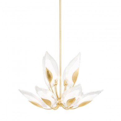 Lustre BLOSSOM 10x60W E12 Feuille d'or HUDSON VALLEY LIGHTING 4829-GL-CE