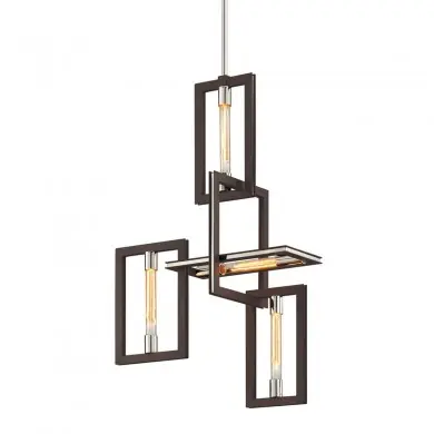 Suspension ENIGMA 4x40W E27 Bronze Inox poli TROY LIGHTING F6184-TBZ/SS-CE