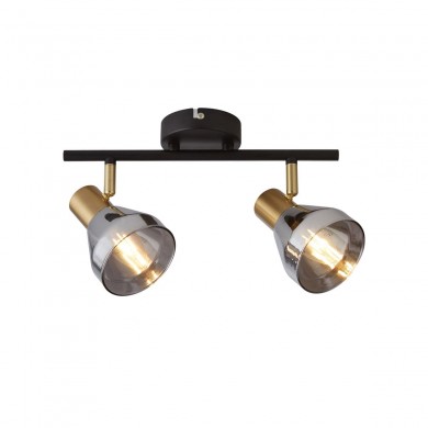 Plafonnier WESTMINSTER 2x60W E14 Noir Laiton satiné Fumé SEARCHLIGHT 23801-2SM