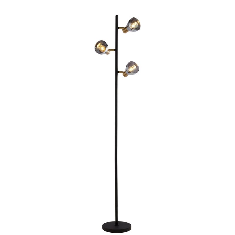 Lampadaire WESTMINSTER 3x40W E14 Noir Laiton satiné Fumé SC_23803-3SM 23803-3SM Lampadaire WESTMINSTER 3x40W E14 Noir Laiton satiné Fumé SEARCHLIGHT 23803-3SM