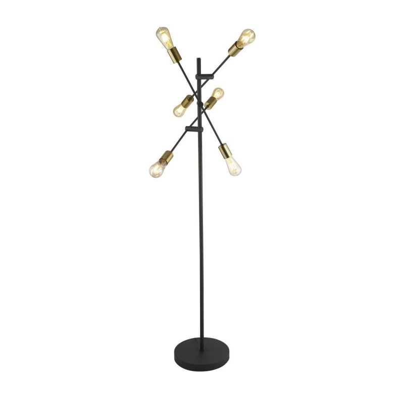 Lampadaire ARMSTRONG 6x60W E27 Noir Laiton satiné SC_8076-6BK 8076-6BK Lampadaire ARMSTRONG 6x60W E27 Noir Laiton satiné SEARCHLIGHT 8076-6BK
