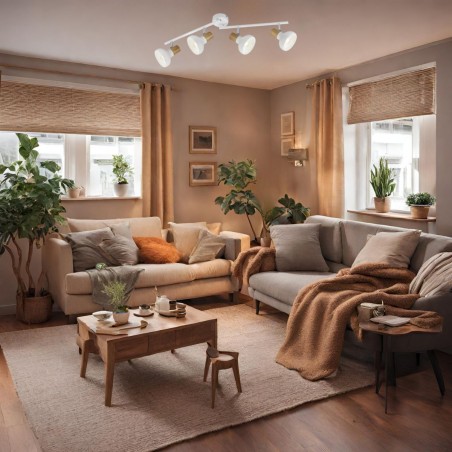 Reality Leuchten Poutre Latika R81524032, Métal Noir Mat, Bois Synthétique, Excl. 4x E14