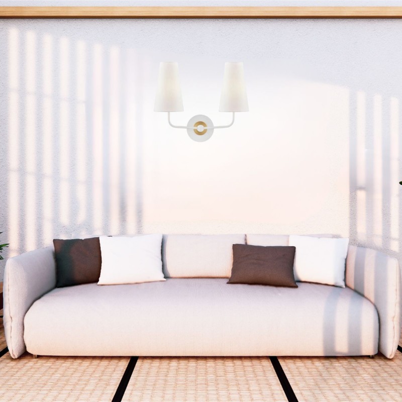 Applique Murale MERRI 2x60W E14 Laiton vieilli blanc HVL_H318102-AGB-WH-CE H318102-AGB/WH-CE Applique Murale MERRI 2x60W E14 Laiton vieilli blanc MITZI H318102-AGB/WH-CE