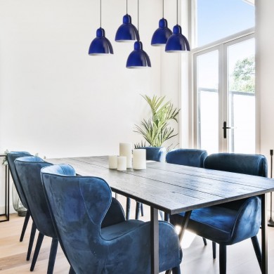 Suspension VENICE 5L 5x15W E27 Noir Bleu FARO 64255-115-5L
