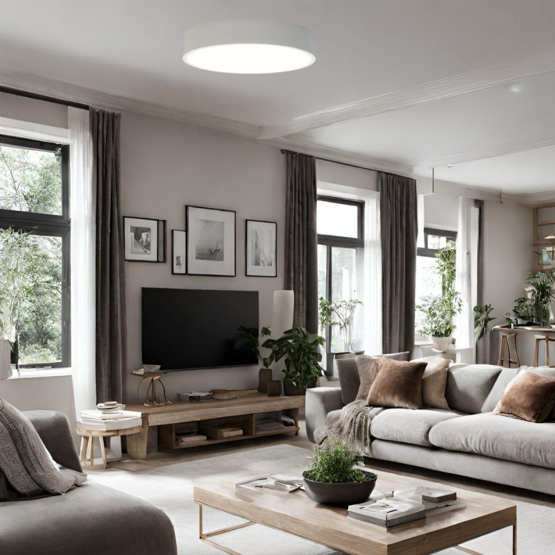 Plafonnier Plat London 1x17W LED Blanc 3000K AC_P376030B P376030B Plafonnier Plat London 1x17W LED Blanc 3000K ACB P376030B