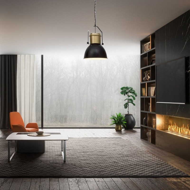 Suspension QUIN Noir & Laiton LED E27 1x60 W NOVA LUCE 9020411