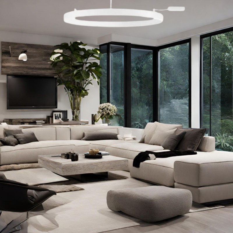 Plafonnier MOTIF 60W LED Blanc Sable NL_9063608 9063608 Plafonnier MOTIF 60W LED Blanc Sable NOVA LUCE 9063608