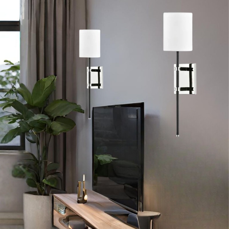Applique Murale DENISE 1x40W E14 Nickel poli Noir HVL_H547101-PN-BK-CE H547101-PN/BK-CE Applique Murale DENISE 1x40W E14 Nickel poli Noir MITZI H547101-PN/BK-CE