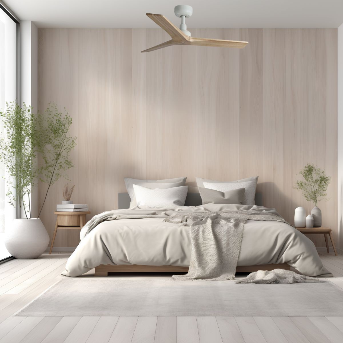 Ventilateur plafond LED KLIM-L 1500 noir pales chêne clair Ventilateur plafond LED KLIM-L 1500 noir pales chêne clair
