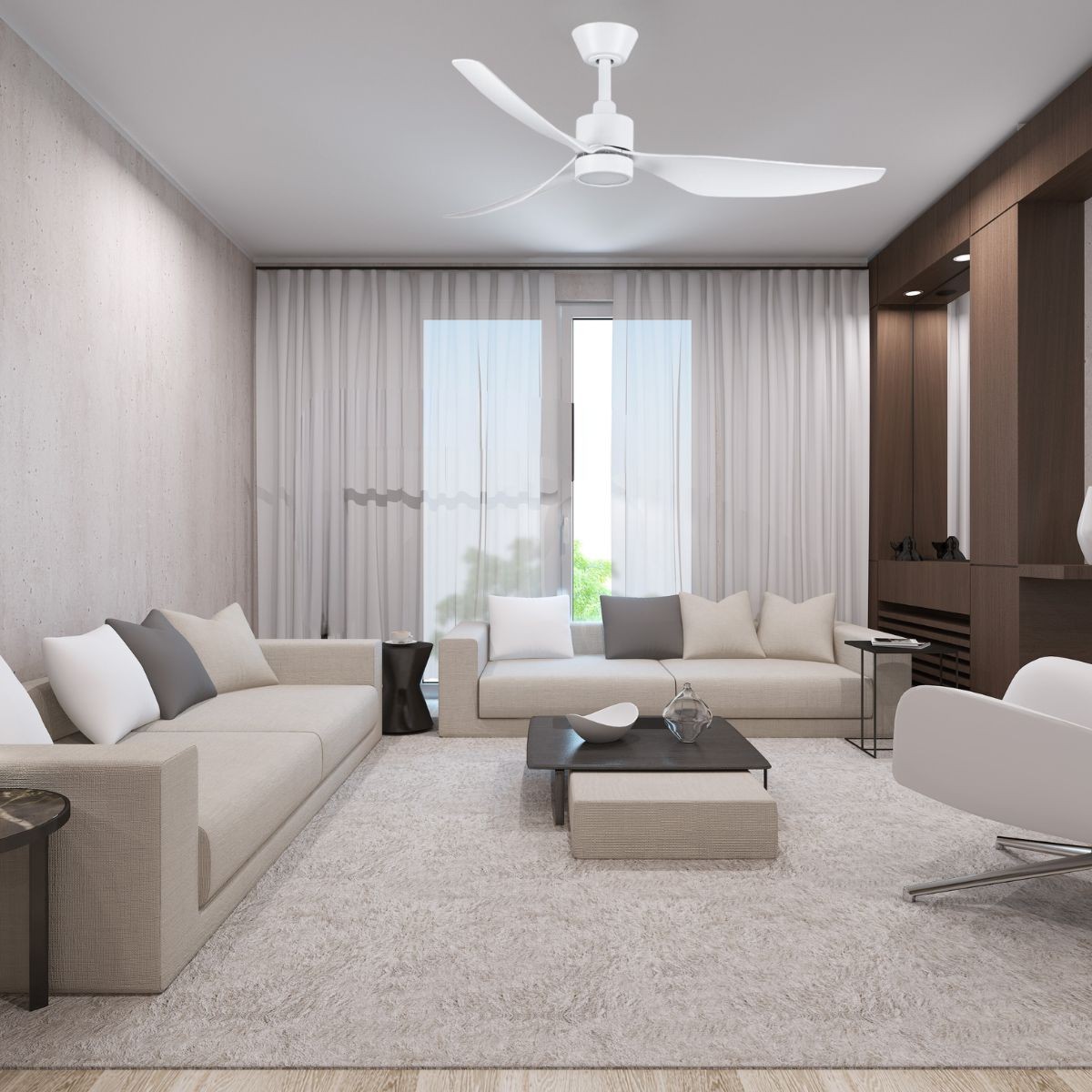 Ventilateur De Plafond Faro Lantau-G Avec LED - 168 Cm, Nickel Mat, Télécommande, Inverseur
