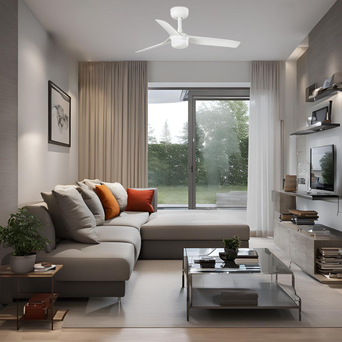 Ventilateur de plafond Ø95 cm blanc - Voltman