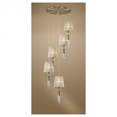 Suspension TIFFANY Laiton antique  5x20W MANTRA 3877