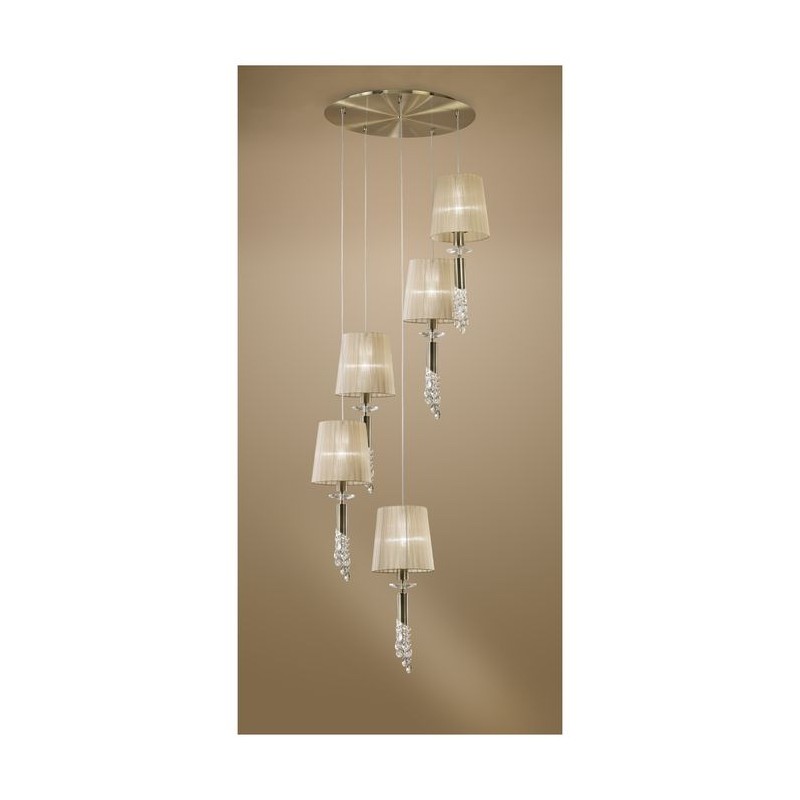 Suspension TIFFANY Laiton antique  5x20W MANTRA 3877