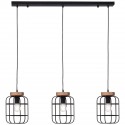 Suspension GWEN 3x40W E27 Bois patiné-noir mat H1420