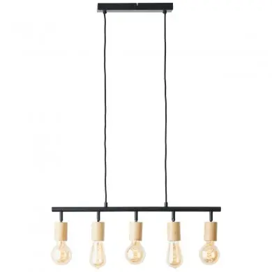 Suspension TIFFANY 5x28W E27 Noir mat-naturel BRILLIANT 99684_76